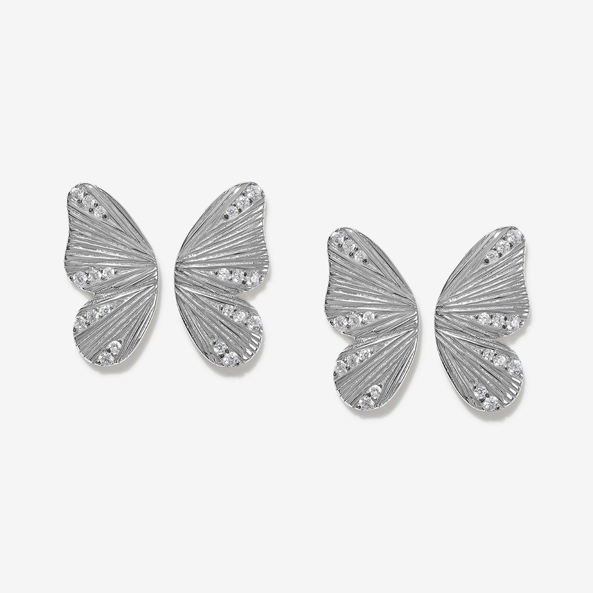 Silver tone Diamante Drop Butterfly Earrings | Yours Clothing